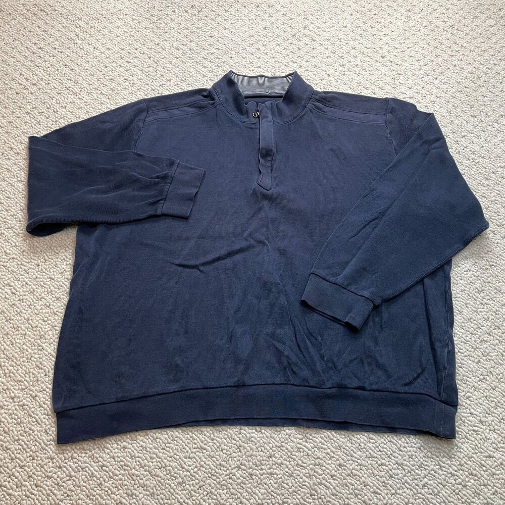 Tharanco 1/4 Zip Sweatshirt Jacket Mens XXL Blue Pullover Golf Cotton Pockets